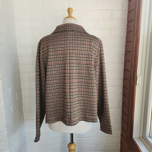 Maurices Houndstooth Open Front Blazer Brown Red Fall Size 1X - Picture 3 of 4